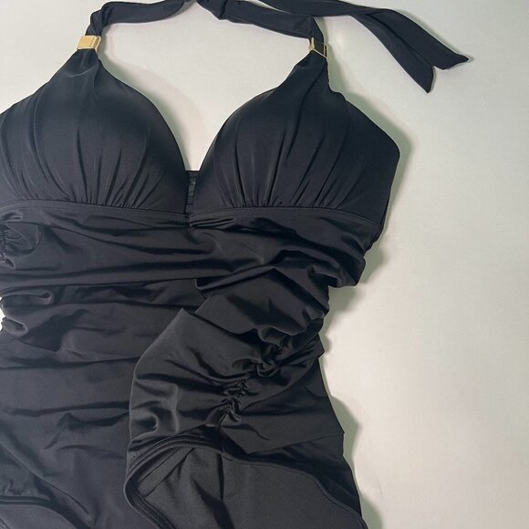 Victoria Secret XL Forever One Piece Swimsuit Bikini Push Up Ruched Black - Picture 3 of 7